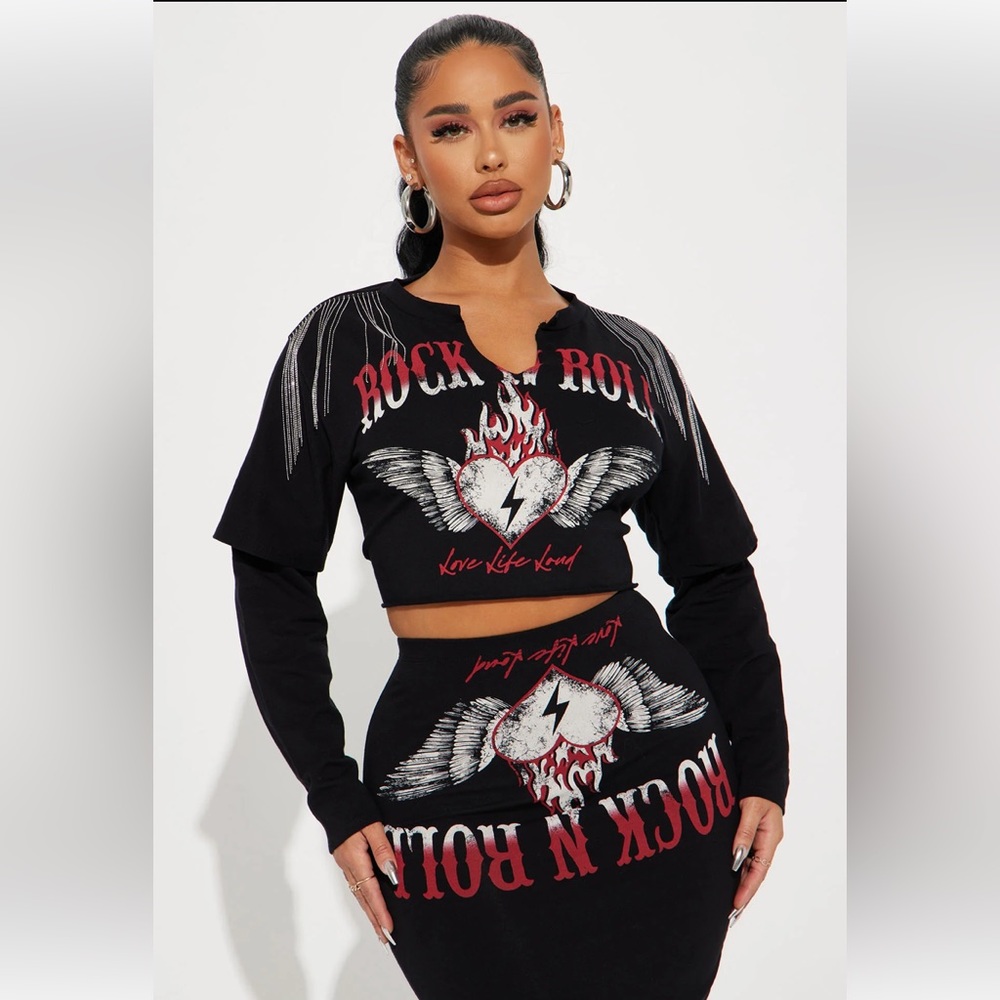 Fashion Nova Live Black Skirt Set